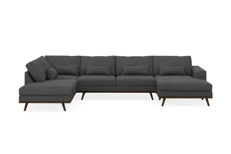 Copenhagen 5-seters Venstrevendt U-formet Sofa med Divan og Sjeselong i Manchester - Mørk grå - Møbler - Sofaer - U-sofa