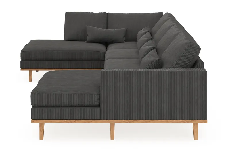 Copenhagen 5-seters Venstrevendt U-formet Sofa med Divan og Sjeselong i Manchester - Mørk grå - Møbler - Sofaer - U-sofa