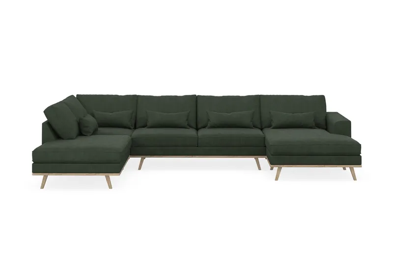 Copenhagen 5-seters Venstrevendt U-formet Sofa med Divan og Sjeselong i Manchester - Mørk grønn - Møbler - Sofaer - U-sofa
