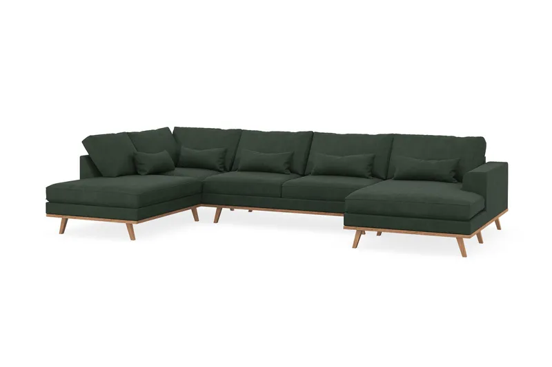 Copenhagen 5-seters Venstrevendt U-formet Sofa med Divan og Sjeselong i Manchester - Mørk grønn - Møbler - Sofaer - U-sofa