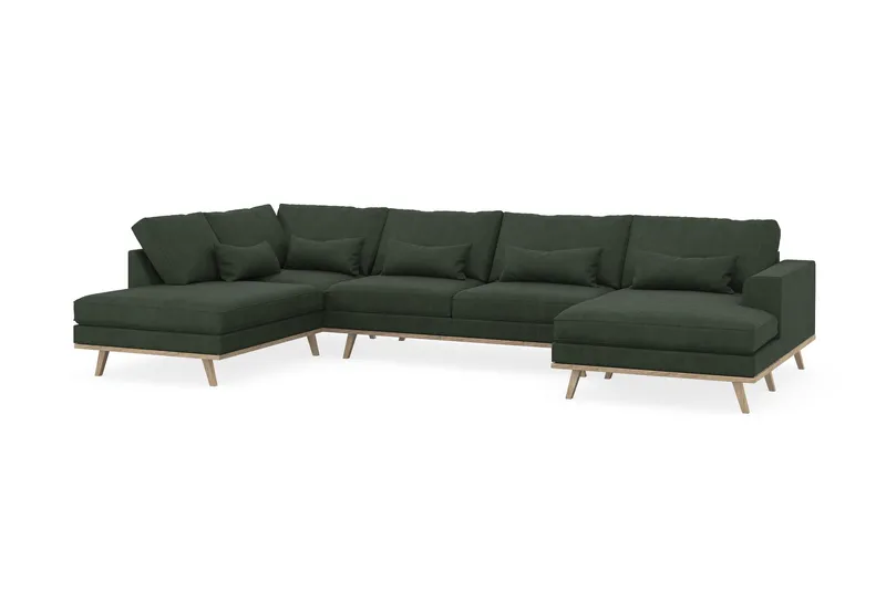 Copenhagen 5-seters Venstrevendt U-formet Sofa med Divan og Sjeselong i Manchester - Mørk grønn - Møbler - Sofaer - U-sofa