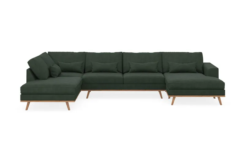 Copenhagen 5-seters Venstrevendt U-formet Sofa med Divan og Sjeselong i Manchester - Mørk grønn - Møbler - Sofaer - U-sofa