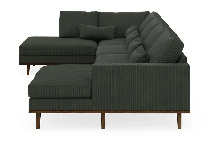 Copenhagen 5-seters Venstrevendt U-formet Sofa med Divan og Sjeselong i Manchester - Mørk grønn - Møbler - Sofaer - U-sofa