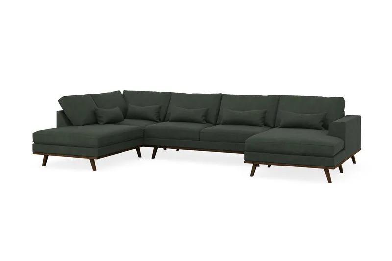 Copenhagen 5-seters Venstrevendt U-formet Sofa med Divan og Sjeselong i Manchester - Mørk grønn - Møbler - Sofaer - U-sofa