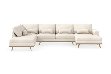 Copenhagen 5-seters Venstrevendt U-formet Sofa med Divan og Sjeselong i Stoff - Beige - Møbler - Sofaer - U-sofa