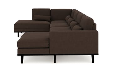 Copenhagen 5-seters Venstrevendt U-formet Sofa med Divan og Sjeselong i Stoff - Brun - Møbler - Sofaer - U-sofa