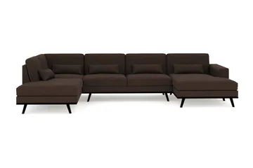 Copenhagen 5-seters Venstrevendt U-formet Sofa med Divan og Sjeselong i Stoff - Brun - Møbler - Sofaer - U-sofa