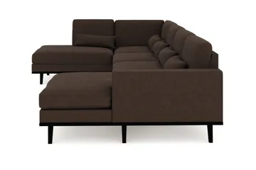 Copenhagen 5-seters Venstrevendt U-formet Sofa med Divan og Sjeselong i Stoff - Brun - Møbler - Sofaer - U-sofa