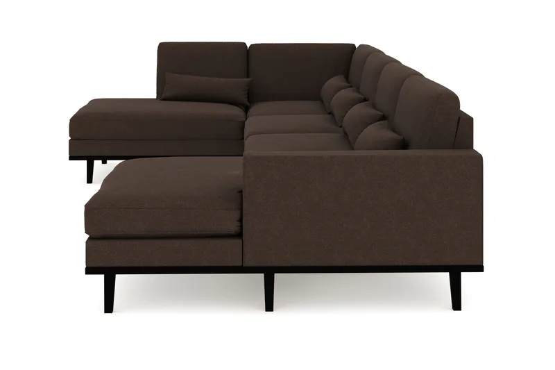 Copenhagen 5-seters Venstrevendt U-formet Sofa med Divan og Sjeselong i Stoff - Brun - Møbler - Sofaer - U-sofa