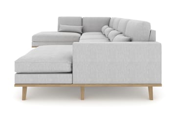 Copenhagen 5-seters Venstrevendt U-formet Sofa med Divan og Sjeselong i Stoff - Grå - Møbler - Sofaer - U-sofa