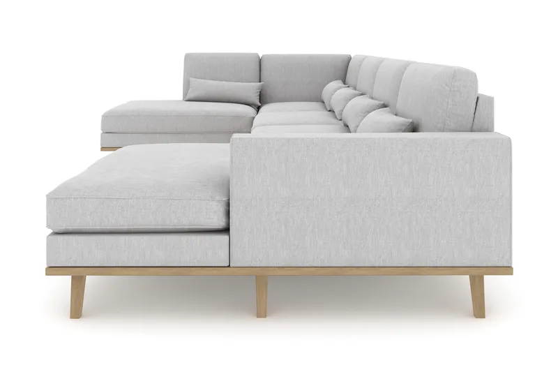 Copenhagen 5-seters Venstrevendt U-formet Sofa med Divan og Sjeselong i Stoff - Grå - Møbler - Sofaer - U-sofa