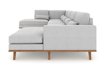 Copenhagen 5-seters Venstrevendt U-formet Sofa med Divan og Sjeselong i Stoff - Grå - Møbler - Sofaer - U-sofa