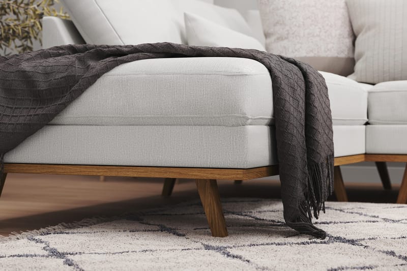 Copenhagen 5-seters Venstrevendt U-formet Sofa med Divan og Sjeselong i Stoff - Grå - Møbler - Sofaer - U-sofa