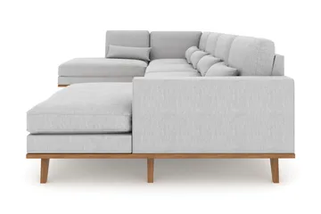 Copenhagen 5-seters Venstrevendt U-formet Sofa med Divan og Sjeselong i Stoff - Grå - Møbler - Sofaer - U-sofa