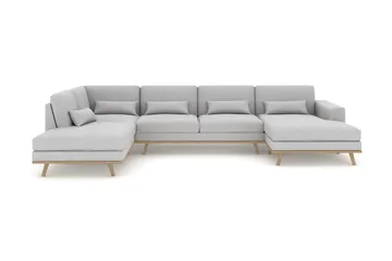 Copenhagen 5-seters Venstrevendt U-formet Sofa med Divan og Sjeselong i Stoff - Grå - Møbler - Sofaer - U-sofa