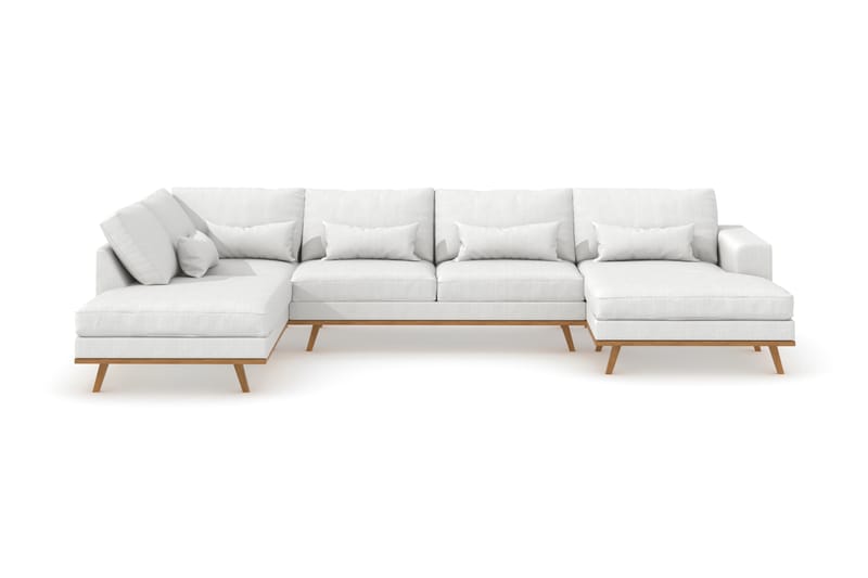 Copenhagen 5-seters Venstrevendt U-formet Sofa med Divan og Sjeselong i Stoff - Hvit - Møbler - Sofaer - U-sofa