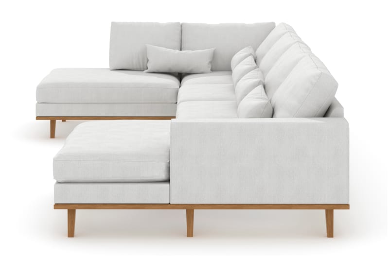 Copenhagen 5-seters Venstrevendt U-formet Sofa med Divan og Sjeselong i Stoff - Hvit - Møbler - Sofaer - U-sofa