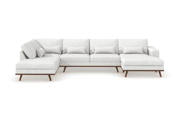 Copenhagen 5-seters Venstrevendt U-formet Sofa med Divan og Sjeselong i Stoff - Hvit - Møbler - Sofaer - U-sofa