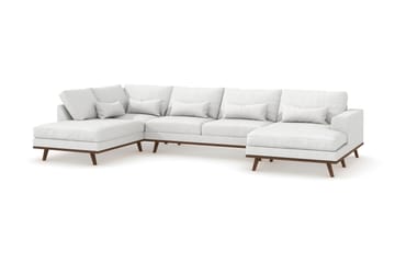 Copenhagen 5-seters Venstrevendt U-formet Sofa med Divan og Sjeselong i Stoff - Hvit - Møbler - Sofaer - U-sofa