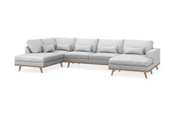 Copenhagen 5-seters Venstrevendt U-formet Sofa med Divan og Sjeselong i Stoff - Lys grå - Møbler - Sofaer - U-sofa