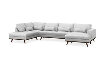 Copenhagen 5-seters Venstrevendt U-formet Sofa med Divan og Sjeselong i Stoff - Lys grå - Møbler - Sofaer - U-sofa