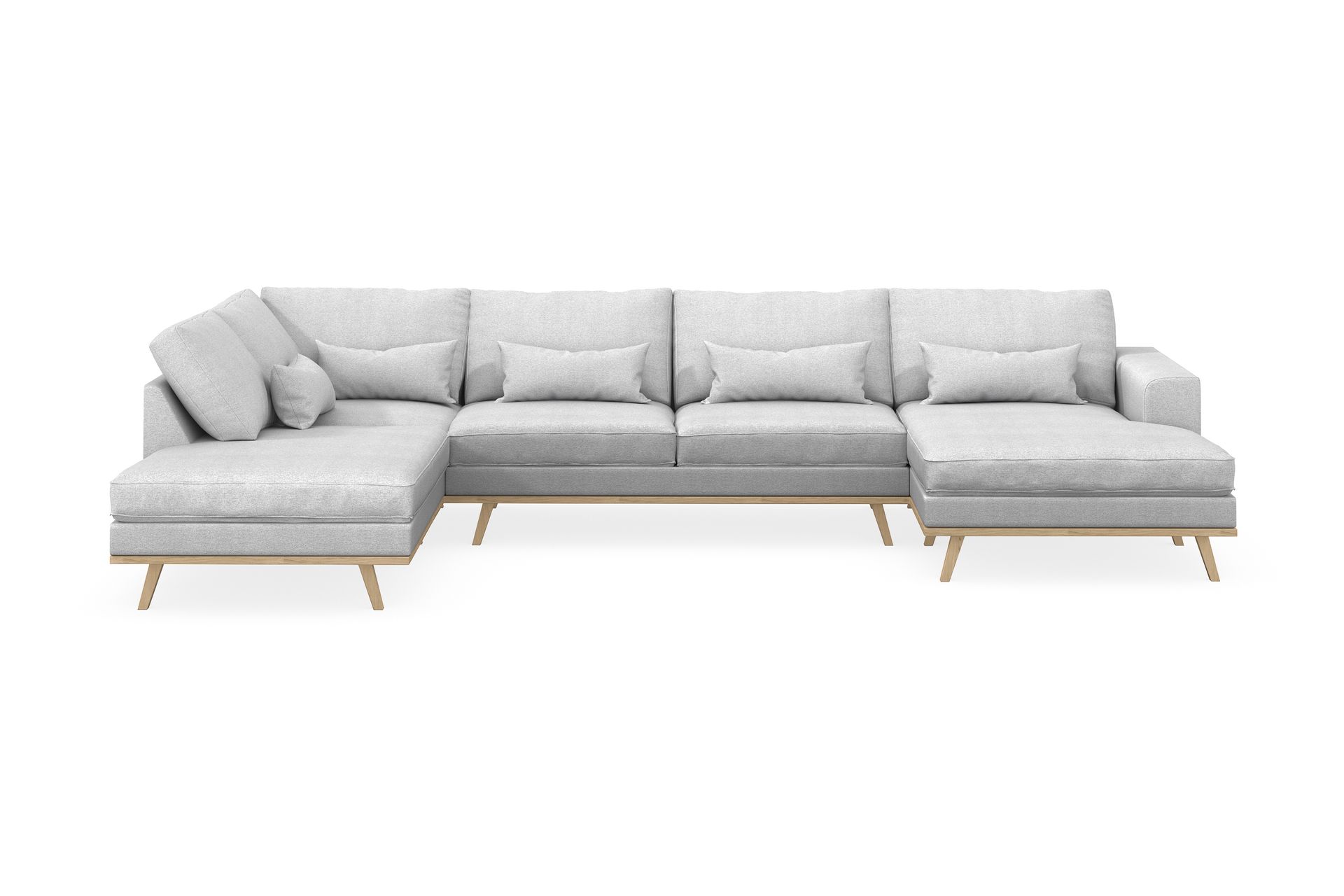 Copenhagen 5-seters Venstrevendt U-formet Sofa med Divan og Sjeselong i Stoff - Lys grå - Møbler - Sofaer - U-sofa