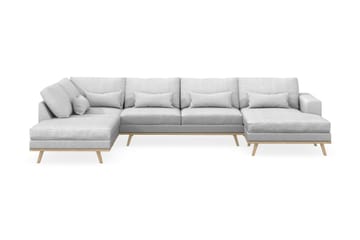 Copenhagen 5-seters Venstrevendt U-formet Sofa med Divan og Sjeselong i Stoff - Lys grå - Møbler - Sofaer - U-sofa