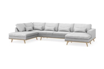 Copenhagen 5-seters Venstrevendt U-formet Sofa med Divan og Sjeselong i Stoff - Lys grå - Møbler - Sofaer - U-sofa