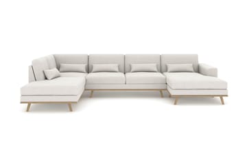 Copenhagen 5-seters Venstrevendt U-formet Sofa med Divan og Sjeselong i Stoff - Lys grå - Møbler - Sofaer - U-sofa