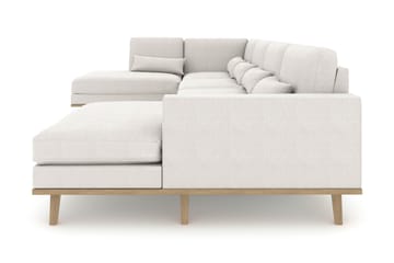 Copenhagen 5-seters Venstrevendt U-formet Sofa med Divan og Sjeselong i Stoff - Lys grå - Møbler - Sofaer - U-sofa