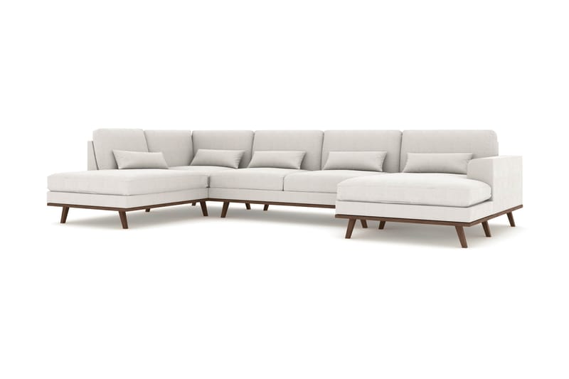 Copenhagen 5-seters Venstrevendt U-formet Sofa med Divan og Sjeselong i Stoff - Lys grå - Møbler - Sofaer - U-sofa