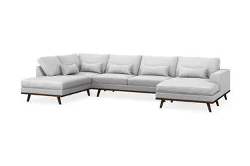 Copenhagen 5-seters Venstrevendt U-formet Sofa med Divan og Sjeselong i Stoff - Lys grå - Møbler - Sofaer - U-sofa