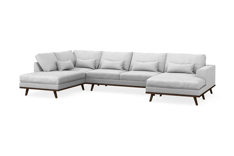 Copenhagen 5-seters Venstrevendt U-formet Sofa med Divan og Sjeselong i Stoff - Lys grå - Møbler - Sofaer - U-sofa
