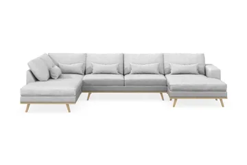 Copenhagen 5-seters Venstrevendt U-formet Sofa med Divan og Sjeselong i Stoff - Lys grå - Møbler - Sofaer - U-sofa