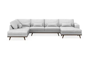Copenhagen 5-seters Venstrevendt U-formet Sofa med Divan og Sjeselong i Stoff - Lys grå - Møbler - Sofaer - U-sofa