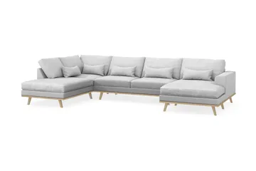 Copenhagen 5-seters Venstrevendt U-formet Sofa med Divan og Sjeselong i Stoff - Lys grå - Møbler - Sofaer - U-sofa