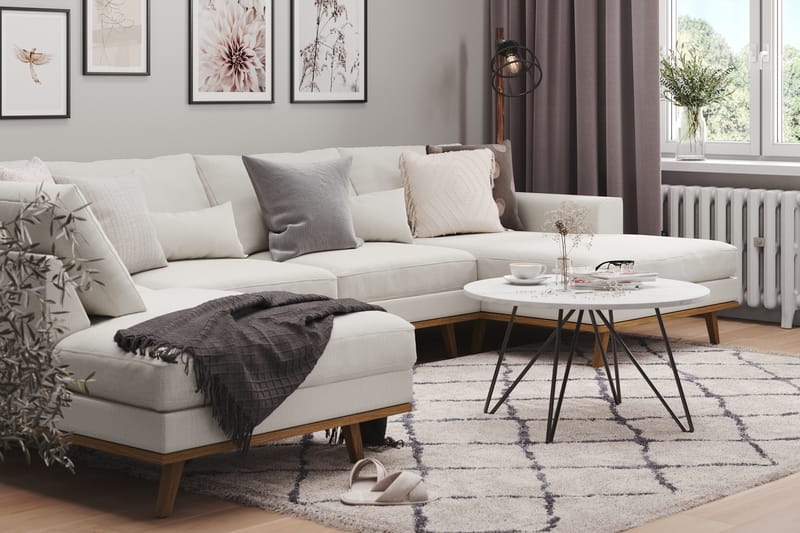 Copenhagen 5-seters Venstrevendt U-formet Sofa med Divan og Sjeselong i Stoff - Lys grå - Møbler - Sofaer - U-sofa