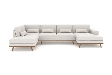 Copenhagen 5-seters Venstrevendt U-formet Sofa med Divan og Sjeselong i Stoff - Lys grå - Møbler - Sofaer - U-sofa