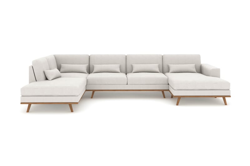 Copenhagen 5-seters Venstrevendt U-formet Sofa med Divan og Sjeselong i Stoff - Lys grå - Møbler - Sofaer - U-sofa