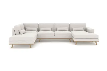 Copenhagen 5-seters Venstrevendt U-formet Sofa med Divan og Sjeselong i Stoff - Lys grå - Møbler - Sofaer - U-sofa