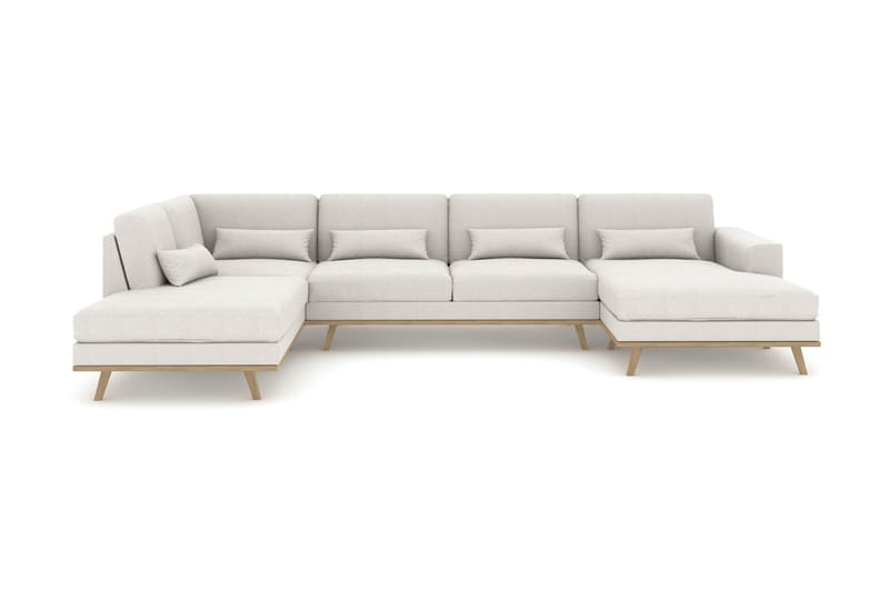 Copenhagen 5-seters Venstrevendt U-formet Sofa med Divan og Sjeselong i Stoff - Lys grå - Møbler - Sofaer - U-sofa