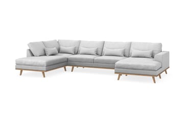Copenhagen 5-seters Venstrevendt U-formet Sofa med Divan og Sjeselong i Stoff - Lys grå - Møbler - Sofaer - U-sofa
