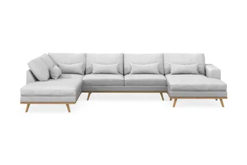 Copenhagen 5-seters Venstrevendt U-formet Sofa med Divan og Sjeselong i Stoff - Lys grå - Møbler - Sofaer - U-sofa