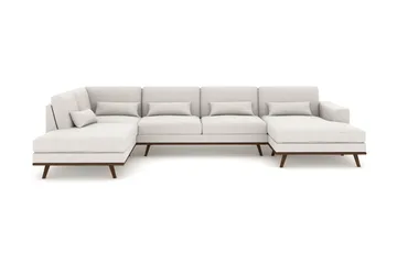 Copenhagen 5-seters Venstrevendt U-formet Sofa med Divan og Sjeselong i Stoff - Lys grå - Møbler - Sofaer - U-sofa