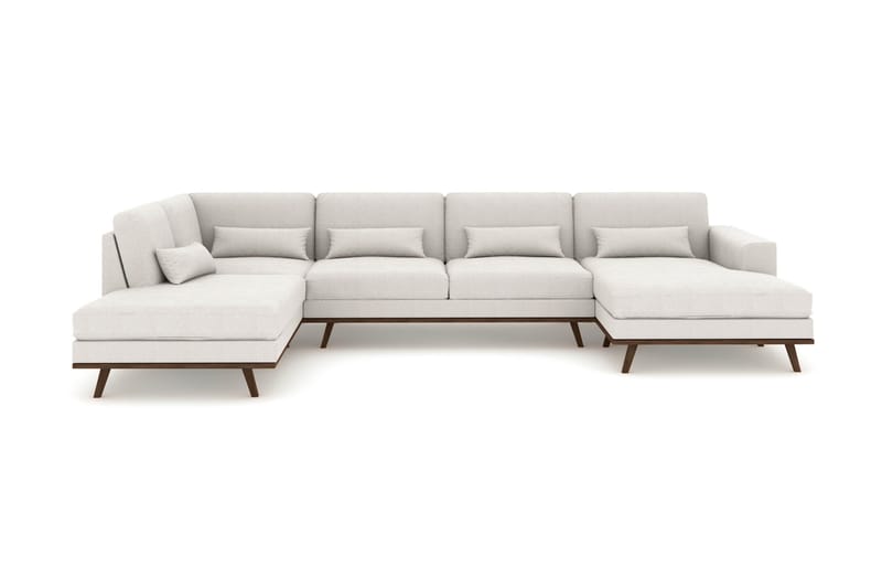 Copenhagen 5-seters Venstrevendt U-formet Sofa med Divan og Sjeselong i Stoff - Lys grå - Møbler - Sofaer - U-sofa