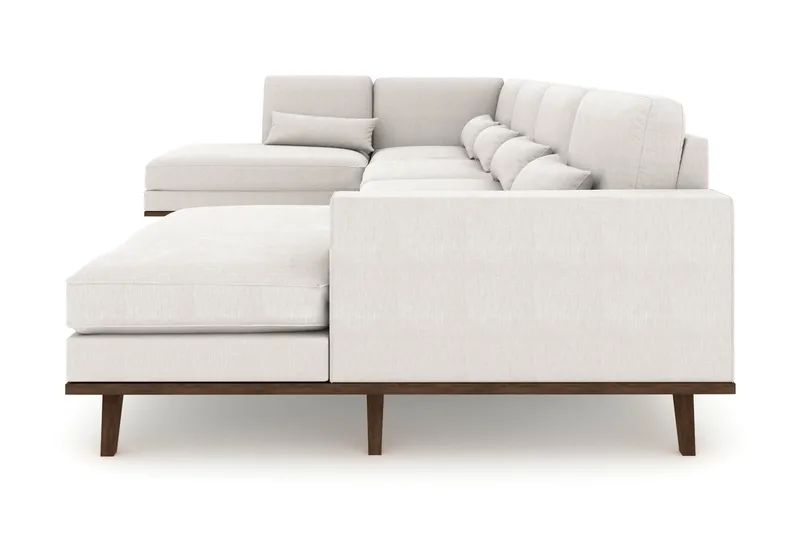 Copenhagen 5-seters Venstrevendt U-formet Sofa med Divan og Sjeselong i Stoff - Lys grå - Møbler - Sofaer - U-sofa