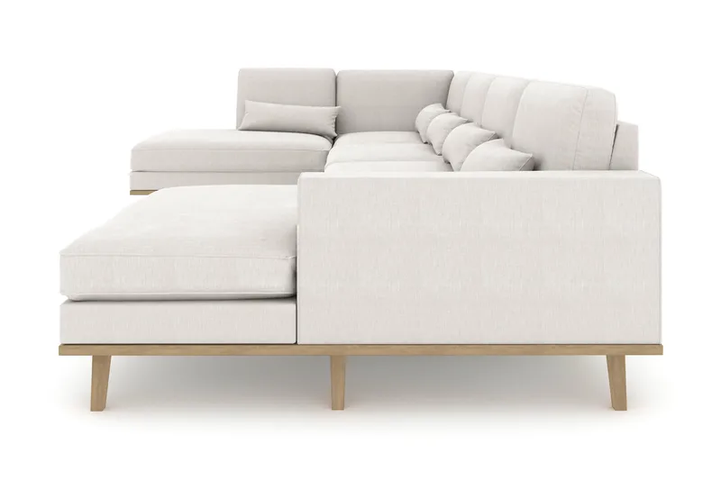 Copenhagen 5-seters Venstrevendt U-formet Sofa med Divan og Sjeselong i Stoff - Lys grå - Møbler - Sofaer - U-sofa