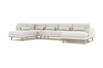 Copenhagen 5-seters Venstrevendt U-formet Sofa med Divan og Sjeselong i Stoff - Lys grå - Møbler - Sofaer - U-sofa