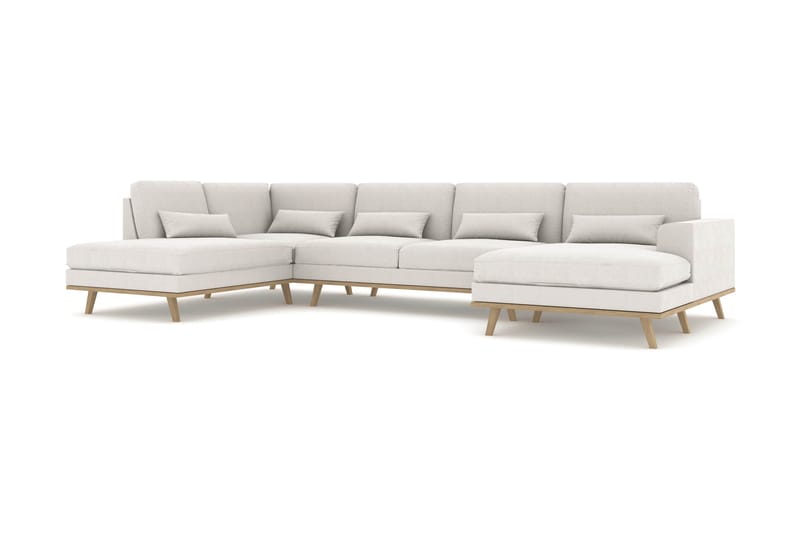 Copenhagen 5-seters Venstrevendt U-formet Sofa med Divan og Sjeselong i Stoff - Lys grå - Møbler - Sofaer - U-sofa