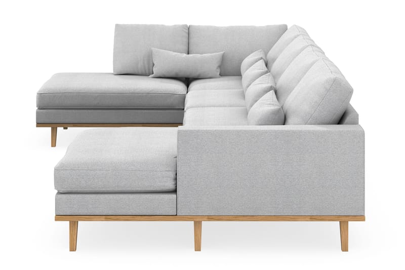 Copenhagen 5-seters Venstrevendt U-formet Sofa med Divan og Sjeselong i Stoff - Lys grå - Møbler - Sofaer - U-sofa